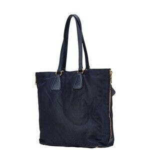 Prada Blue shoulder leather tote Navy nylon bag
